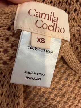 Camila Coelho Light Brown Open-Knit Cotton Sweater